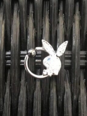 playboy bunny blue eye crystal belly button navel ring jewelry